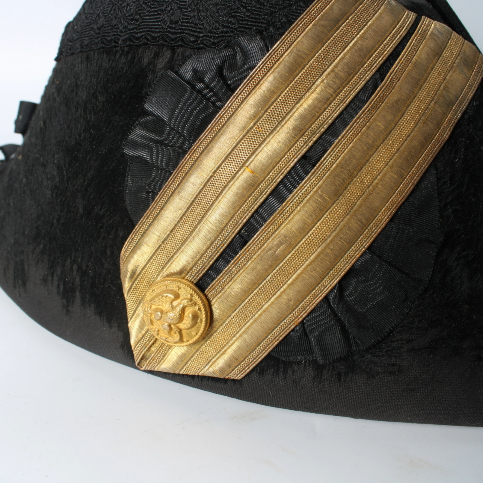 Antique Bicorne Hat and Epaulettes – US Navy Late 19th Century – Museum-Quality