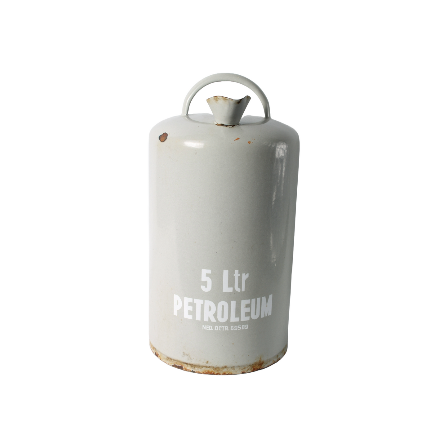 Antique Enamelled 5-Litre Petroleum Can, Industrial Decor, 20th Century
