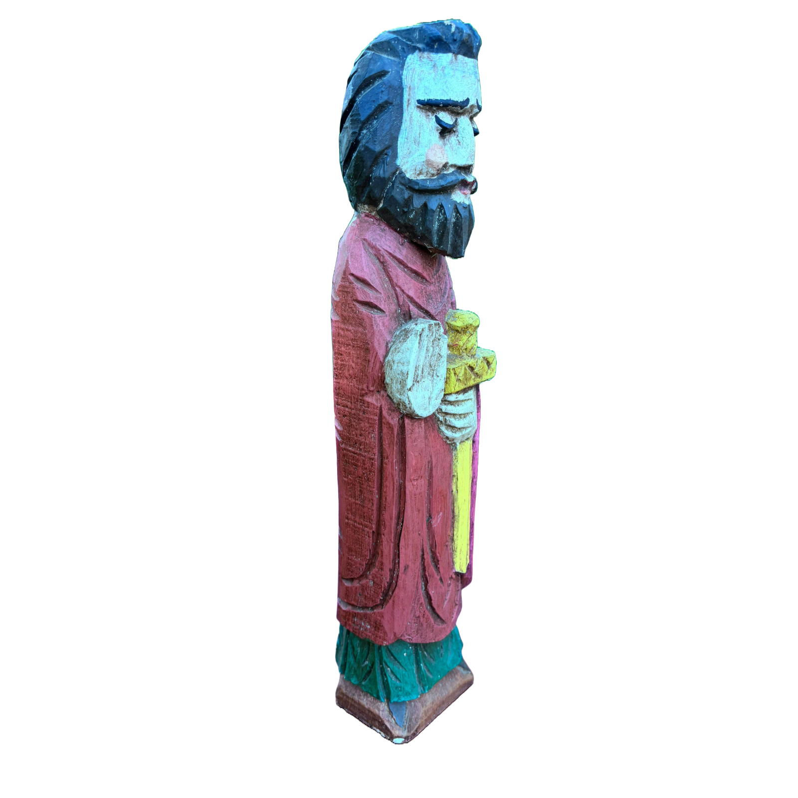 Beautiful Antique Wooden Statue of Saint Matthias with Sword - Unique Gift