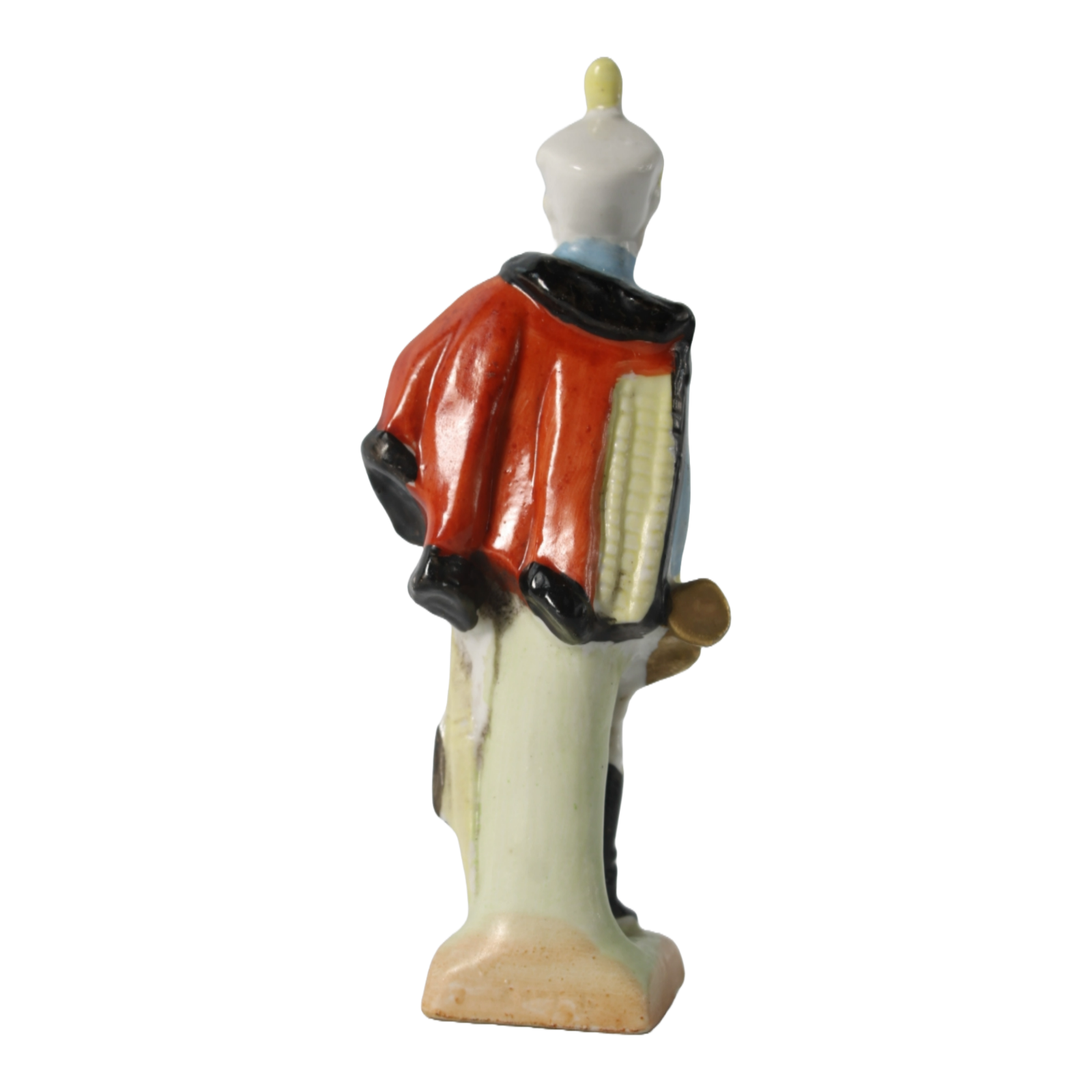 Antique Porcelain Cavalry Trumpeter Figurine in Colorful 19th Century Uniform,