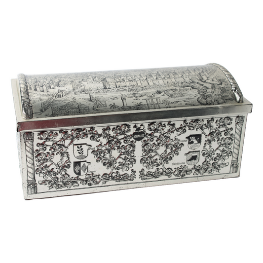 Vintage Decorative Metal Box | Nuremberg City Engraving | E. Otto Schmidt | 1949