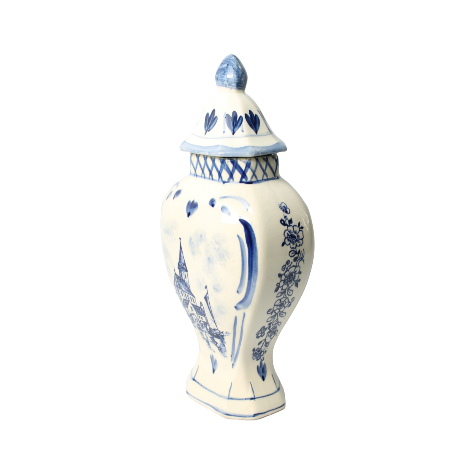 Authentic Delft Blue Lidded Vase - Hand-Painted - 20th Century Masterpiece