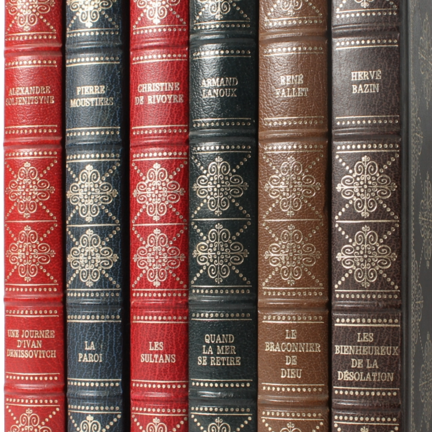 Luxury French Literary Collection in Faux Leather - Solzhenitsyn, Lanoux, Bazin,