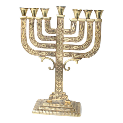 Vintage Handmade Judaica Menorah from Israel, 28 cm Brass, Iconic Jewish Symbol