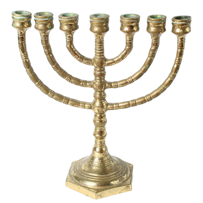 Antique Brass Menorah Candle Holder | Jewish Seven-Branched Candelabrum