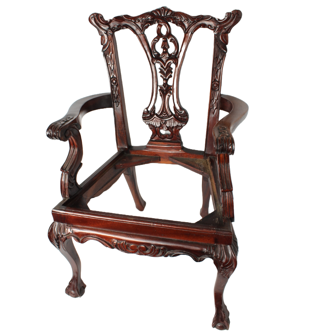 Unique vintage doll in velvet miniature Chippendale chair | Large scale |