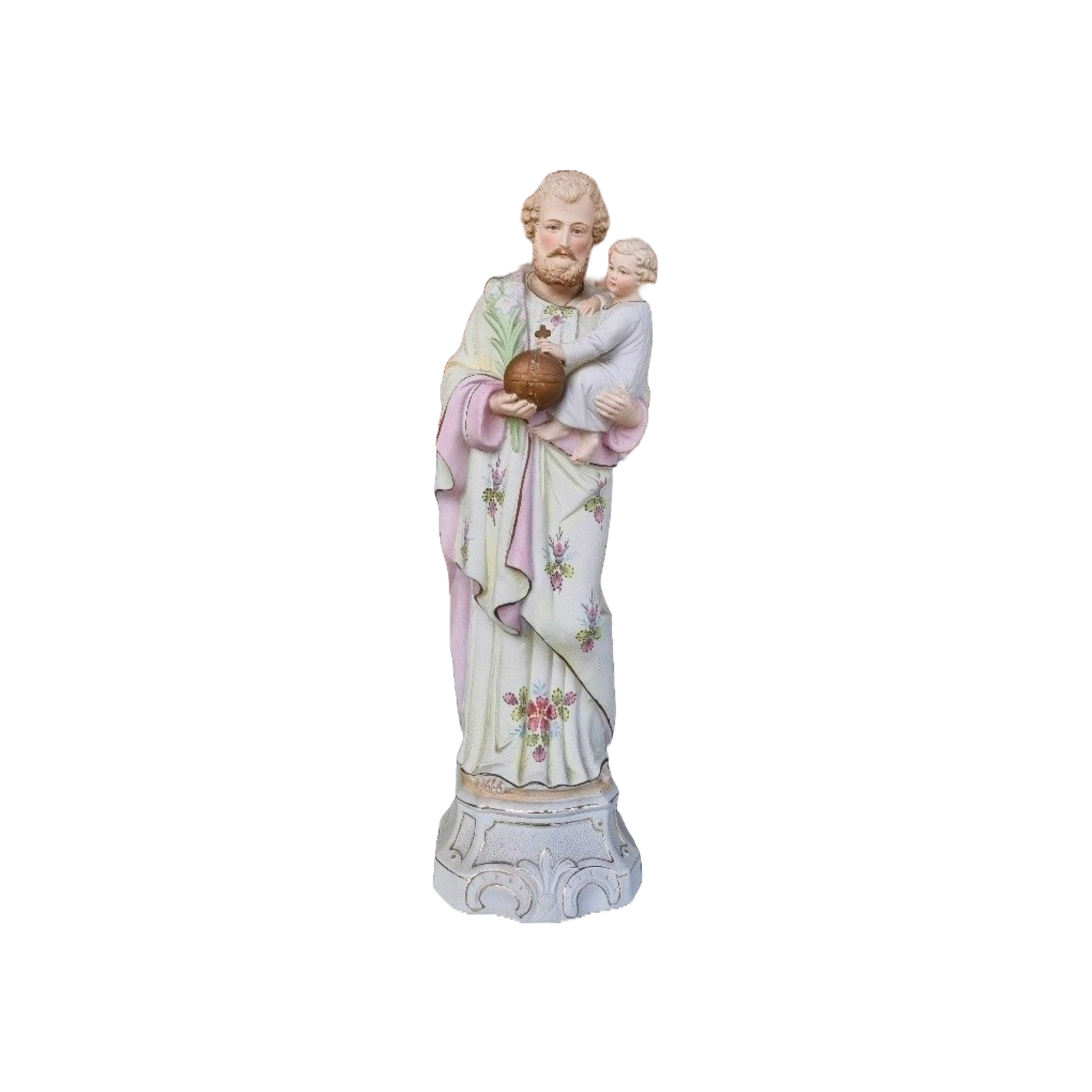 Joseph Statue with Child - 42 cm - Biscuit Porcelain