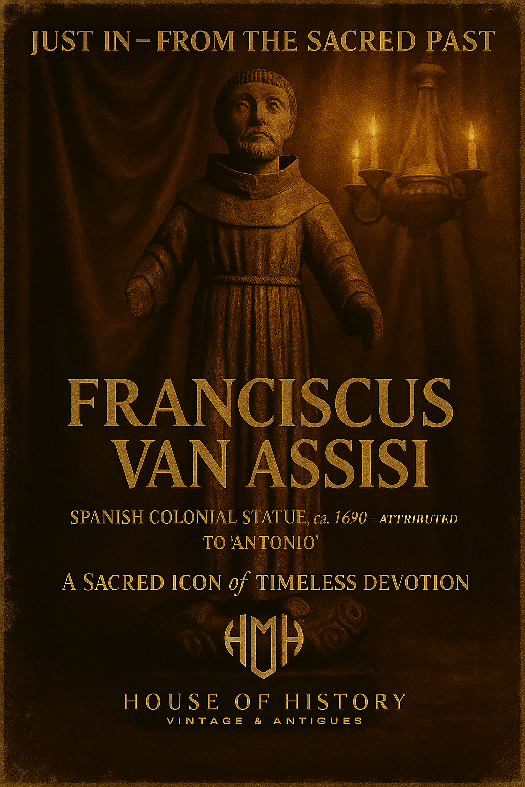 Rare 17th Century Spanish Colonial Wooden Statue of Saint Francis of Assisi