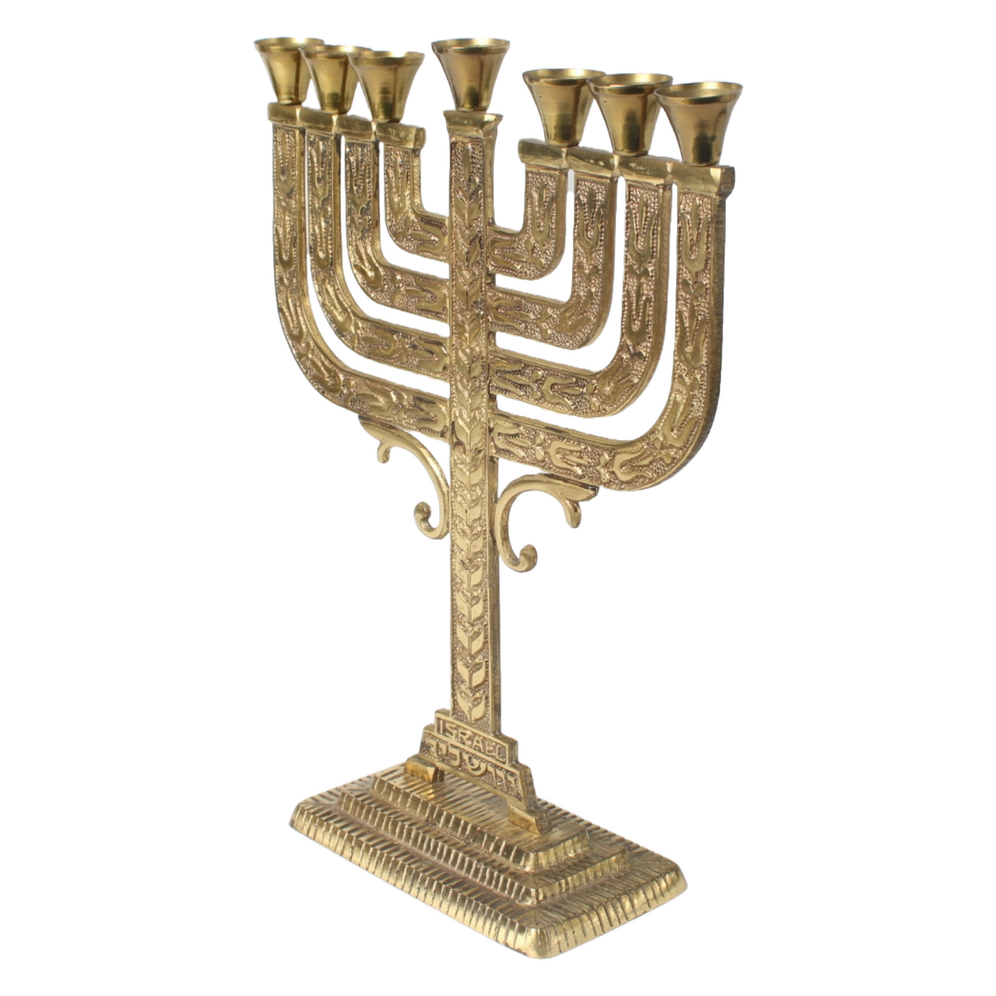 Vintage Handmade Judaica Menorah from Israel, 28 cm Brass, Iconic Jewish Symbol