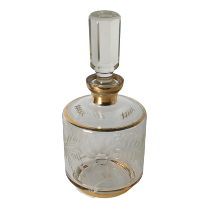 Antique Art Deco Perfume Set | Etched Glass with Gilding | Luxury Vanity