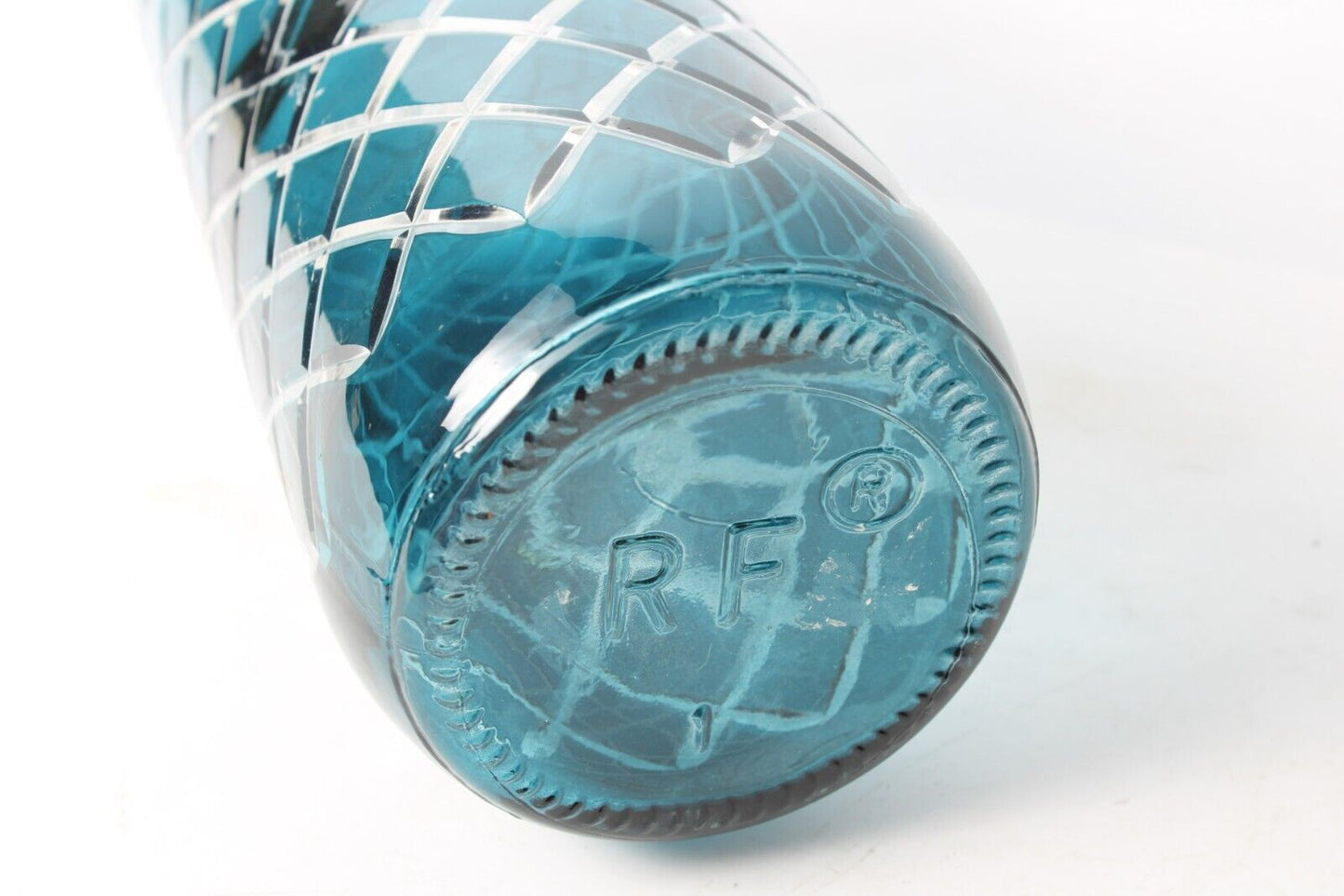 Blue Decorative Bottle | Glassware with Blue Gradient and Lattice Pattern |