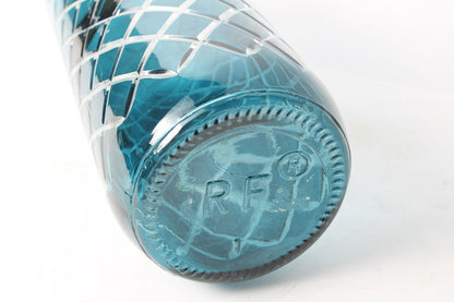 Blue Decorative Bottle | Glassware with Blue Gradient and Lattice Pattern |