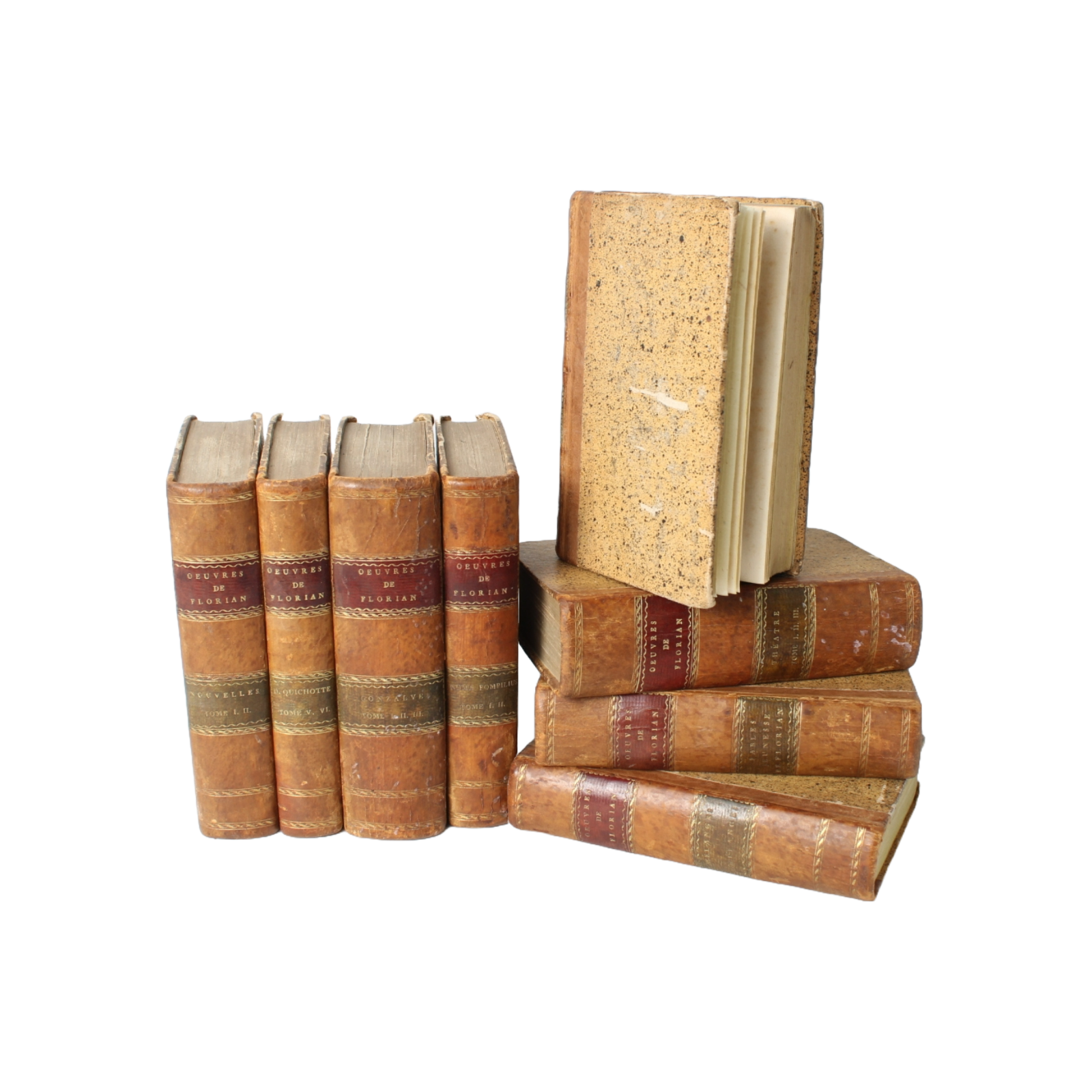 Complete Set of 8 Antique Books by Jean-Pierre Claris de Florian (1810-1816)