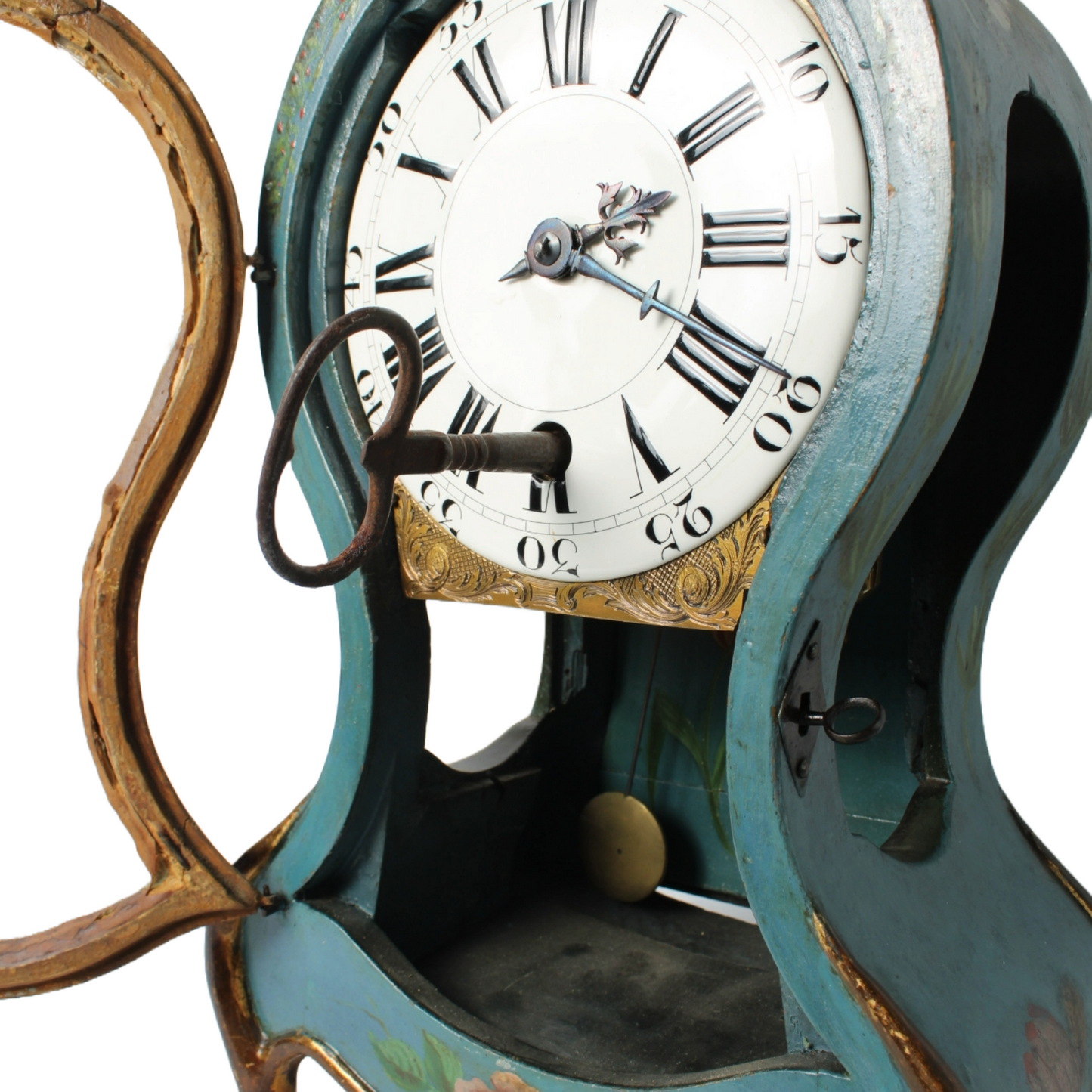 Antique Neuchâteloise Mantel Clock | Hand-Painted Wooden Timepiece ca. 1800 |