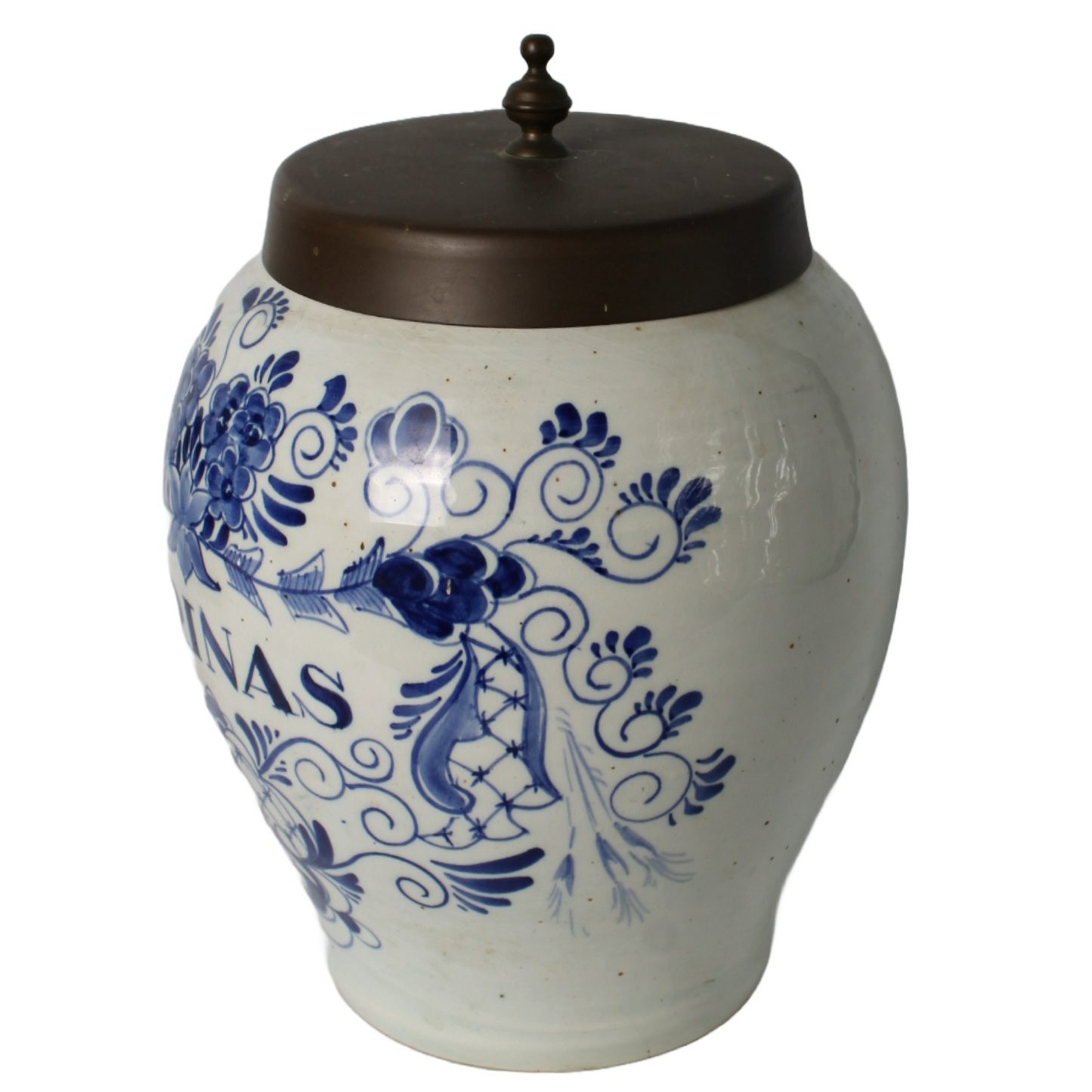 Antique Tobacco Jar VARINAS | Oldenkott Weesp Aº 1760 | Delft Blue Pottery with