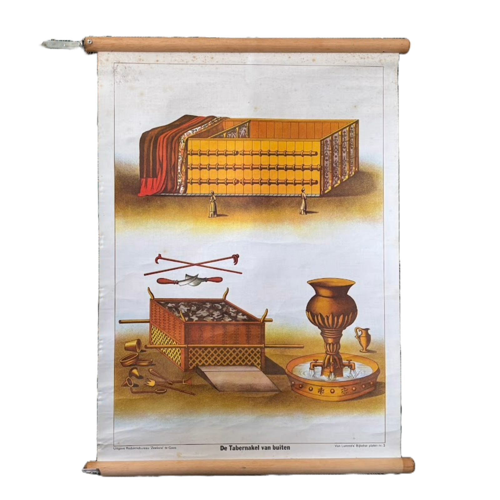 Antique Dutch Bible School Chart “The Tabernacle from Outside”