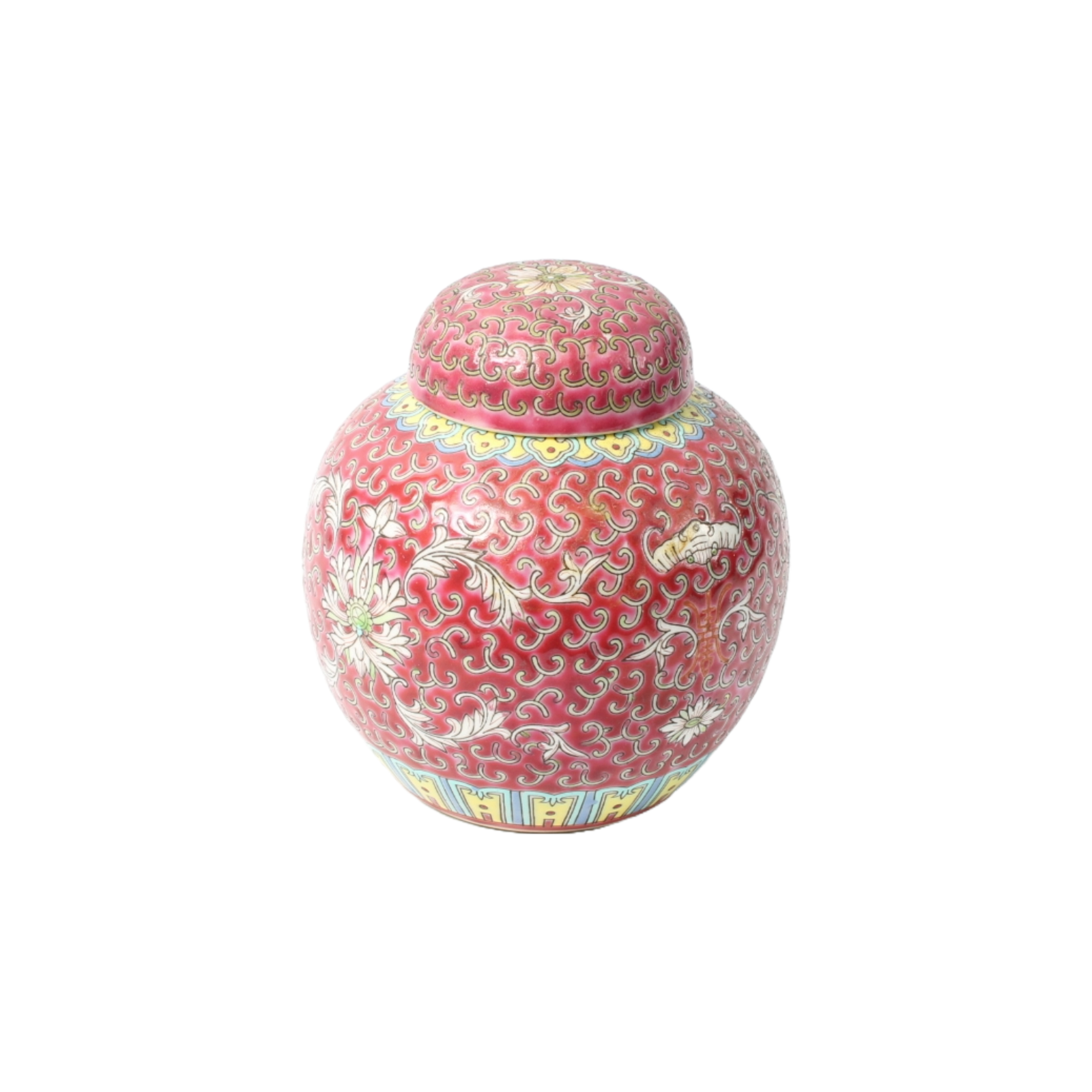 Vintage Chinese Ginger Jar - Hand-Painted Porcelain - 20th Century - 15 cm Tall