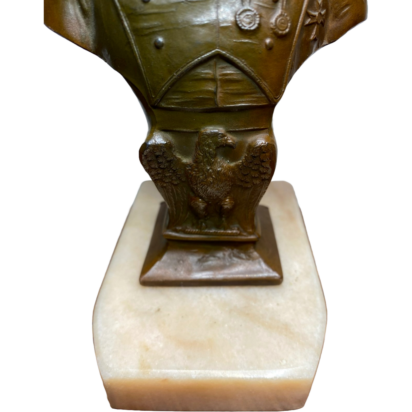 Signé Goyeau - Bust of Napoleon Bonaparte - 18 cm - Marble, Spelter, Patinated B
