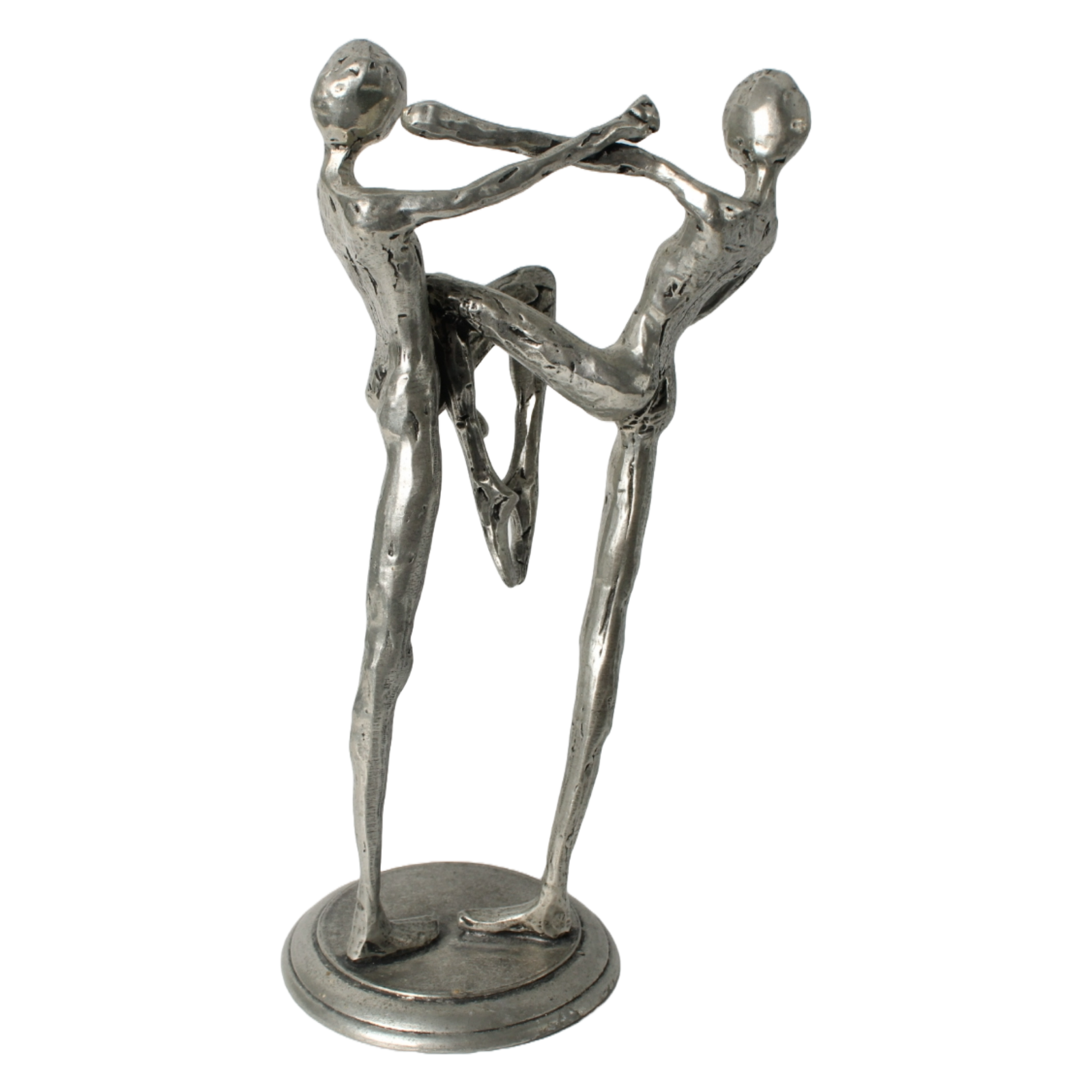 Abstract Pewter Sculpture – Two Dancing Figures, Dynamic Design