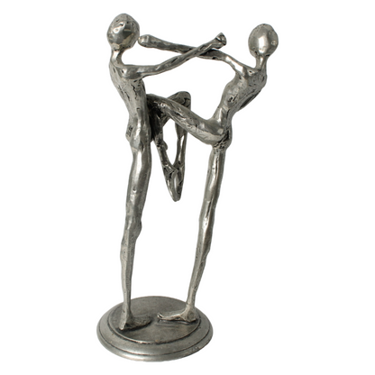 Abstract Pewter Sculpture – Two Dancing Figures, Dynamic Design