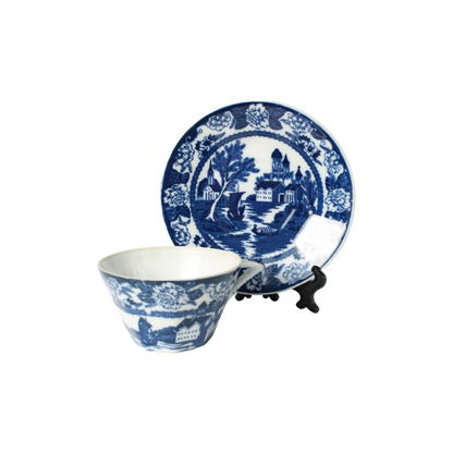 Antique 19th Century Delft Blue Cup & Saucer | Dutch Porcelain