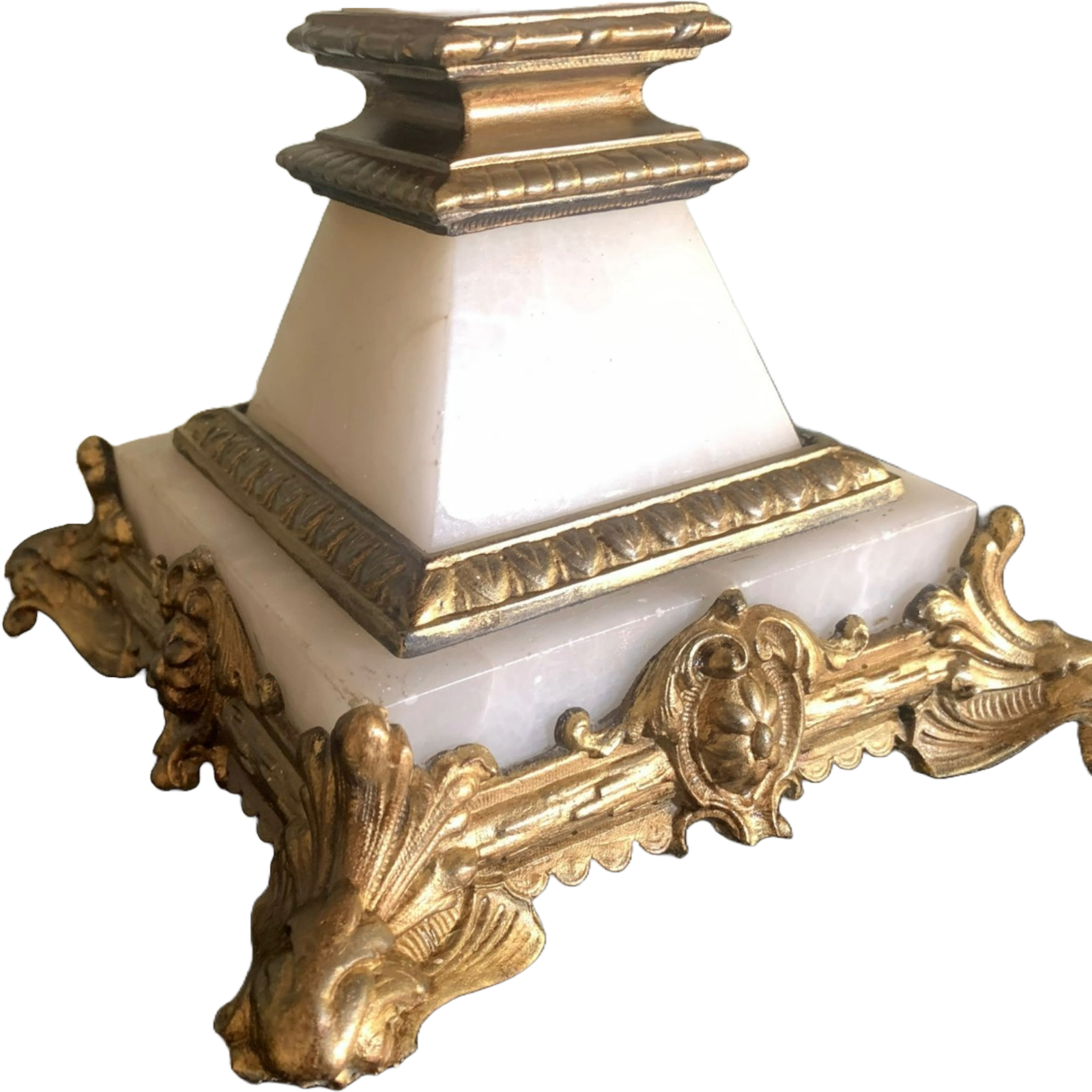 White Marble Lamp Base with Gilded Bronze Alloy - Circa 1900 - Working Order
