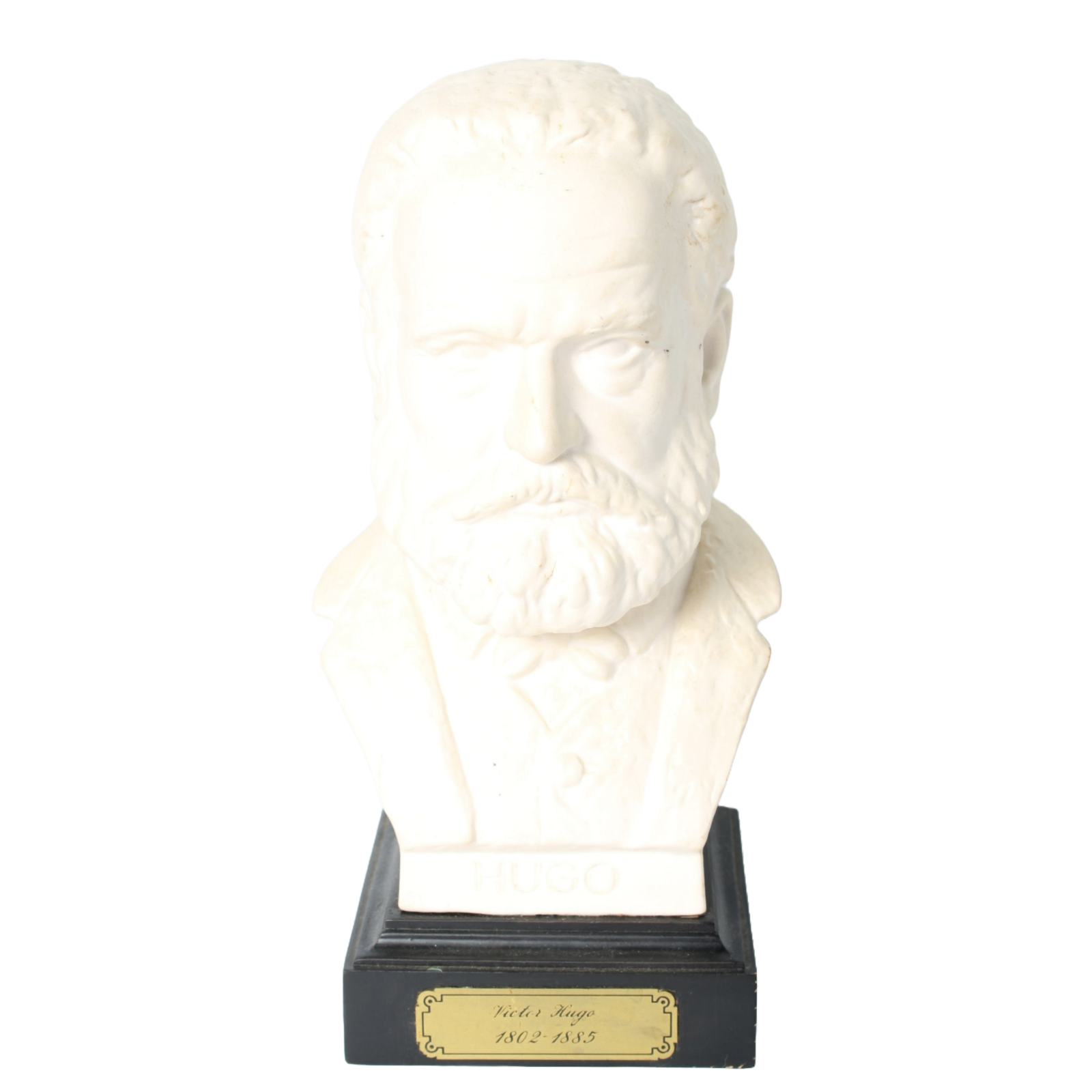 Vintage Goebel Victor Hugo Bust | Bisque Porcelain Sculpture on Black Base