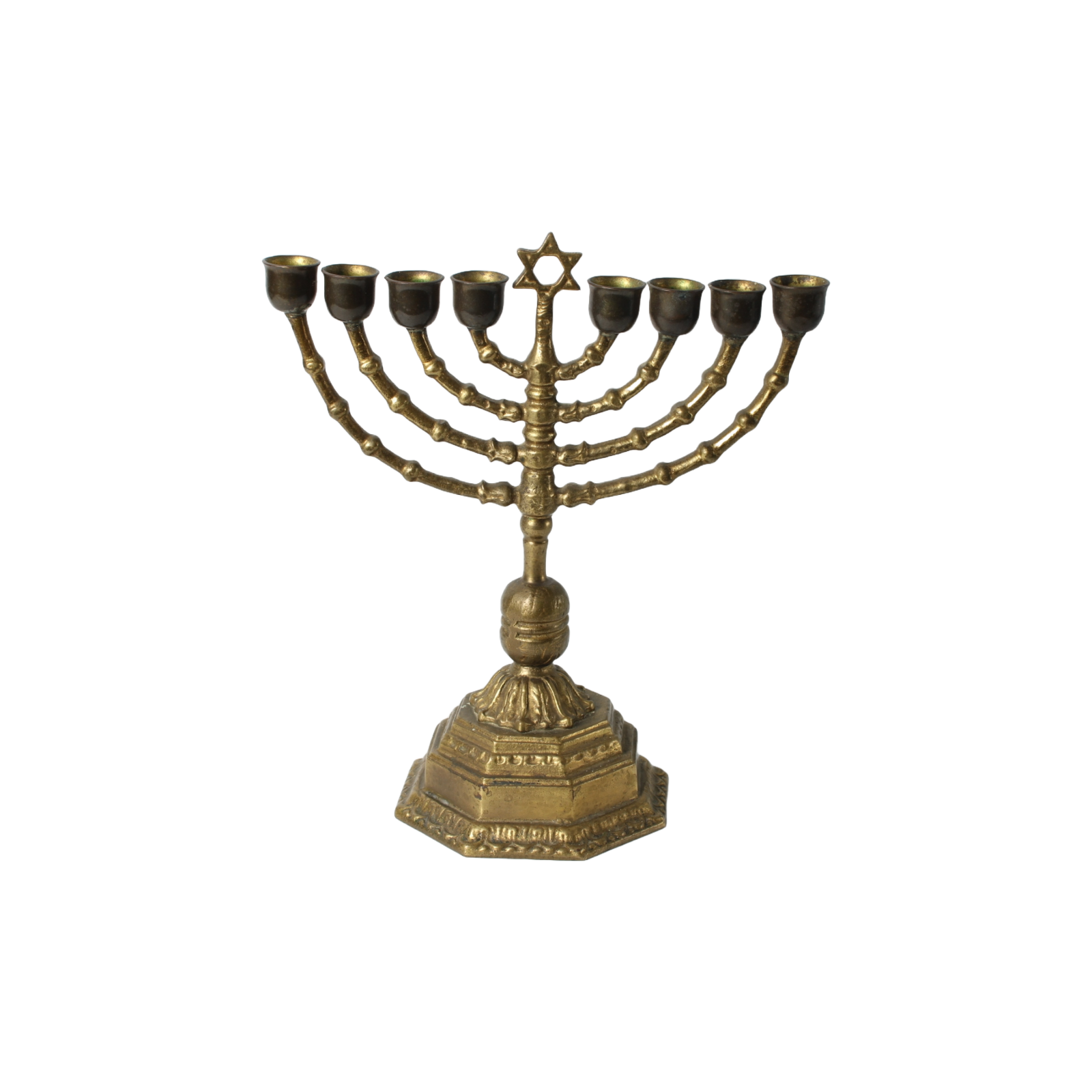 Antique Brass Menorah - 7-Branch Jewish Candelabra, Late 19th/Early 20th Century