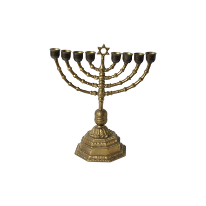 Antique Brass Menorah - 7-Branch Jewish Candelabra, Late 19th/Early 20th Century