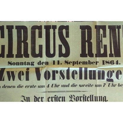 Rare Original 19th-Century Circus Renz Poster from 1864 | Professionally Framed