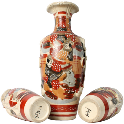 Set of Four Hand-Painted Japanese Satsuma Vases, Late 19th to Early 20th Century