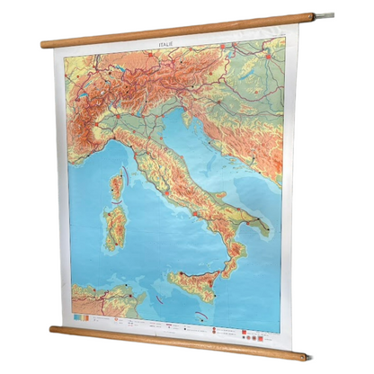 Vintage Relief School Map of Italy from the 1970s