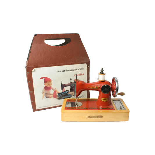 Vintage Orsha Children's Sewing Machine with Original Box - USSR Collectible
