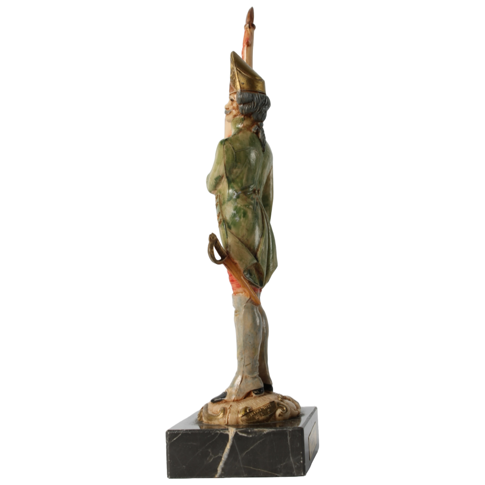 Hand-Painted Italian Soldier Figurine on Genuine Carrara Marble Base