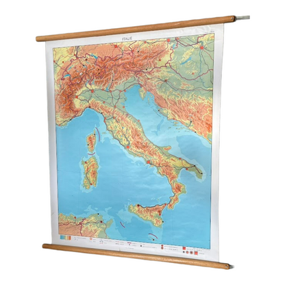 Vintage Relief School Map of Italy from the 1970s