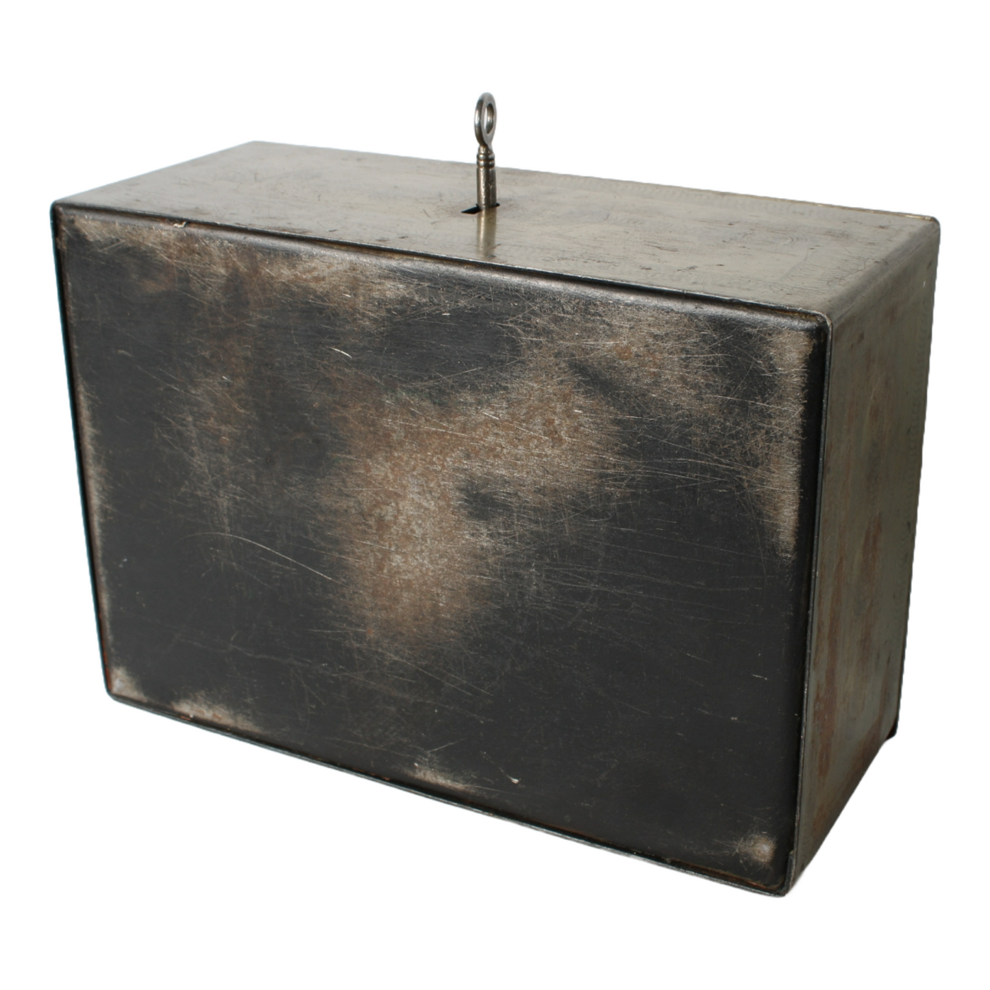 Vintage Metal Safe Box | Mid-20th Century | Red Lacquered Interior | Beaumont