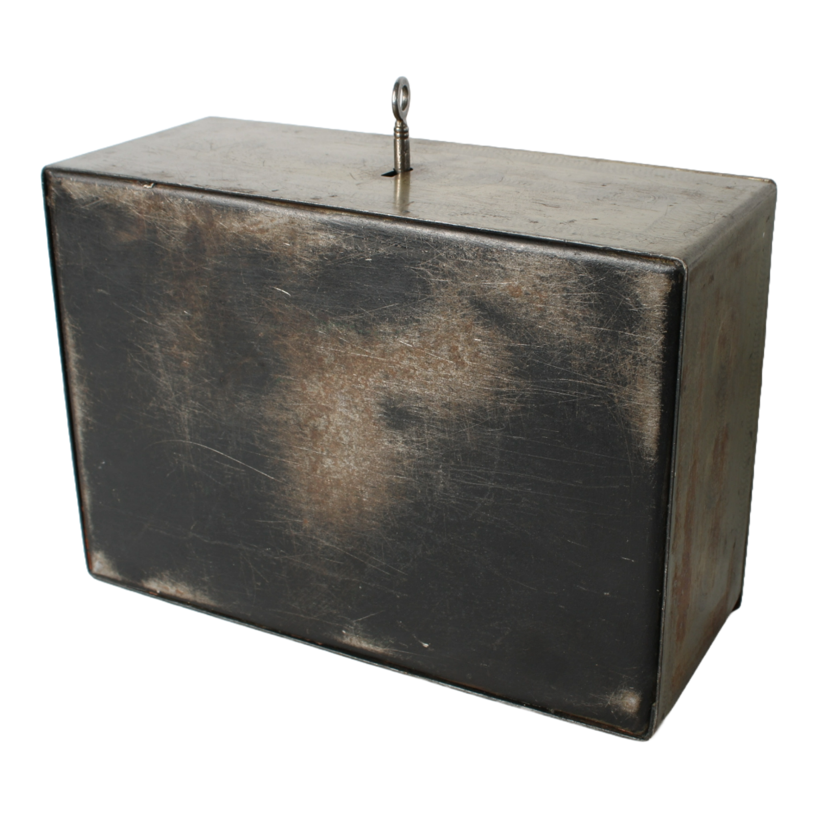 Vintage Metal Safe Box | Mid-20th Century | Red Lacquered Interior | Beaumont