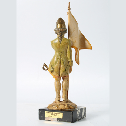 Hand-Painted Italian Soldier Figurine on Genuine Carrara Marble Base