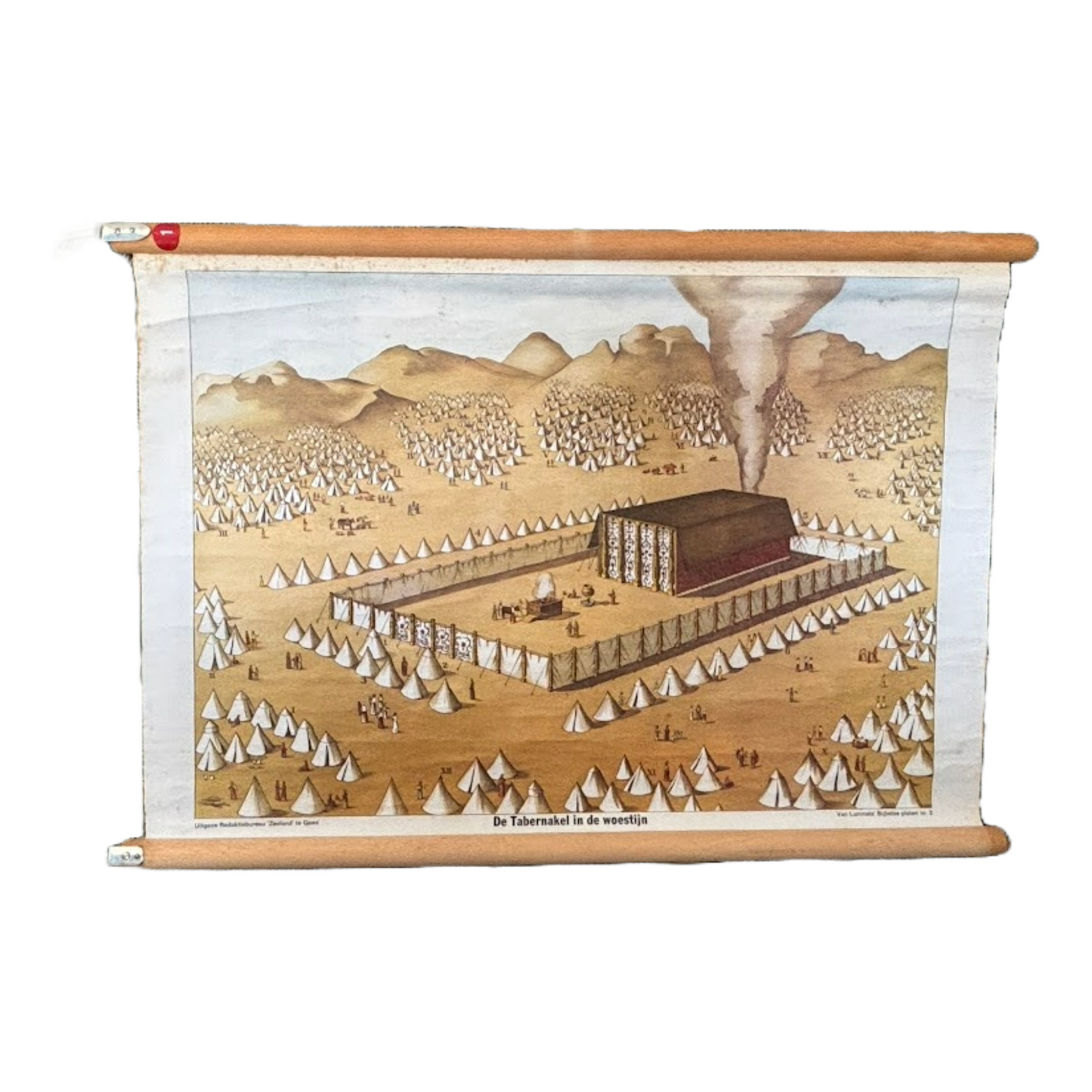 Antique Dutch Bible School Chart “The Tabernacle in the Desert”
