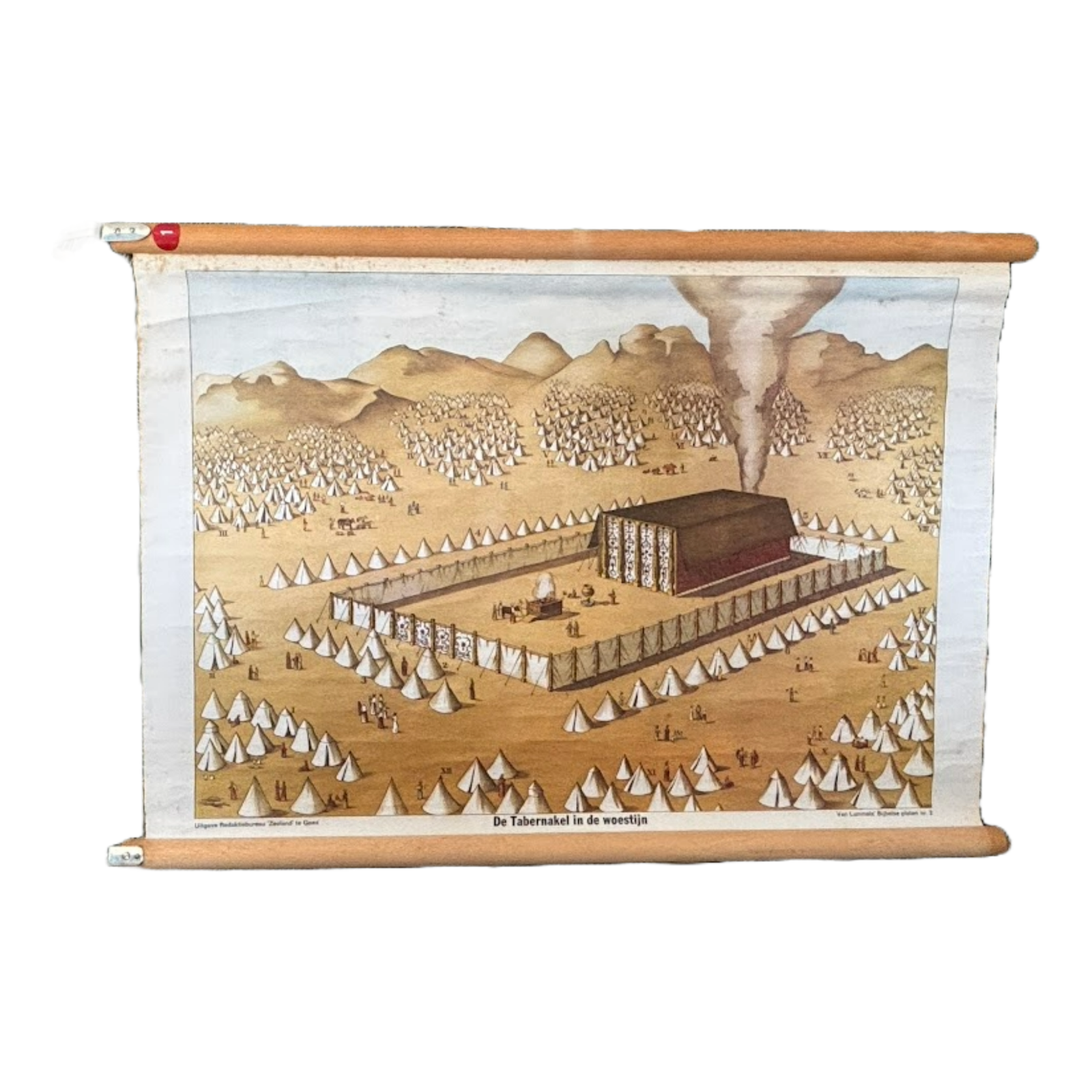 Antique Dutch Bible School Chart “The Tabernacle in the Desert”
