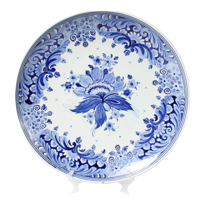 Large Delft Blue Plate – Hand-Painted, 34 cm Diameter – Authentic Dutch