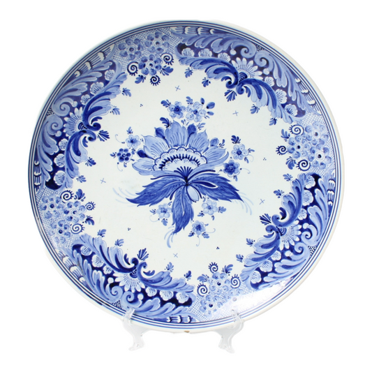 Large Delft Blue Plate – Hand-Painted, 34 cm Diameter – Authentic Dutch