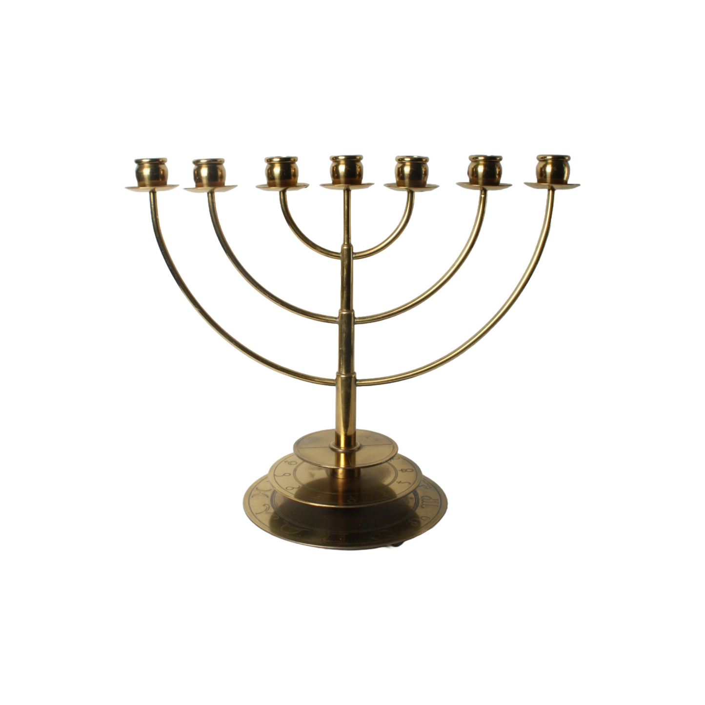 Astrological Menorah, Brass, 20th Century, Decorative and Symbolic