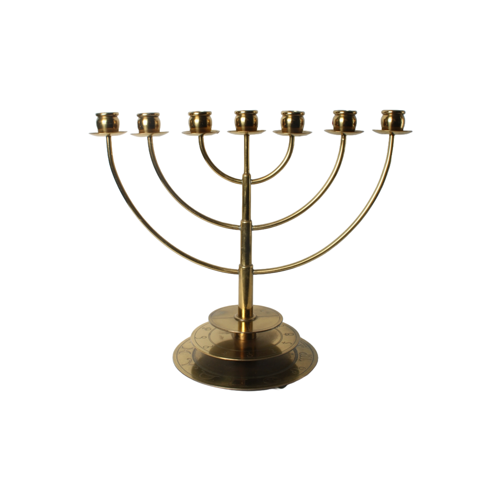 Astrological Menorah, Brass, 20th Century, Decorative and Symbolic
