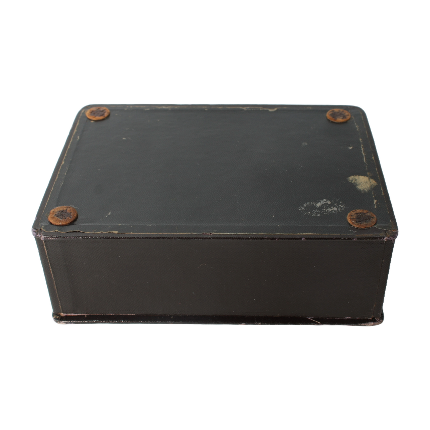 Antique Leather Storage Box – Velvet Interior – Jewelry or Document Box