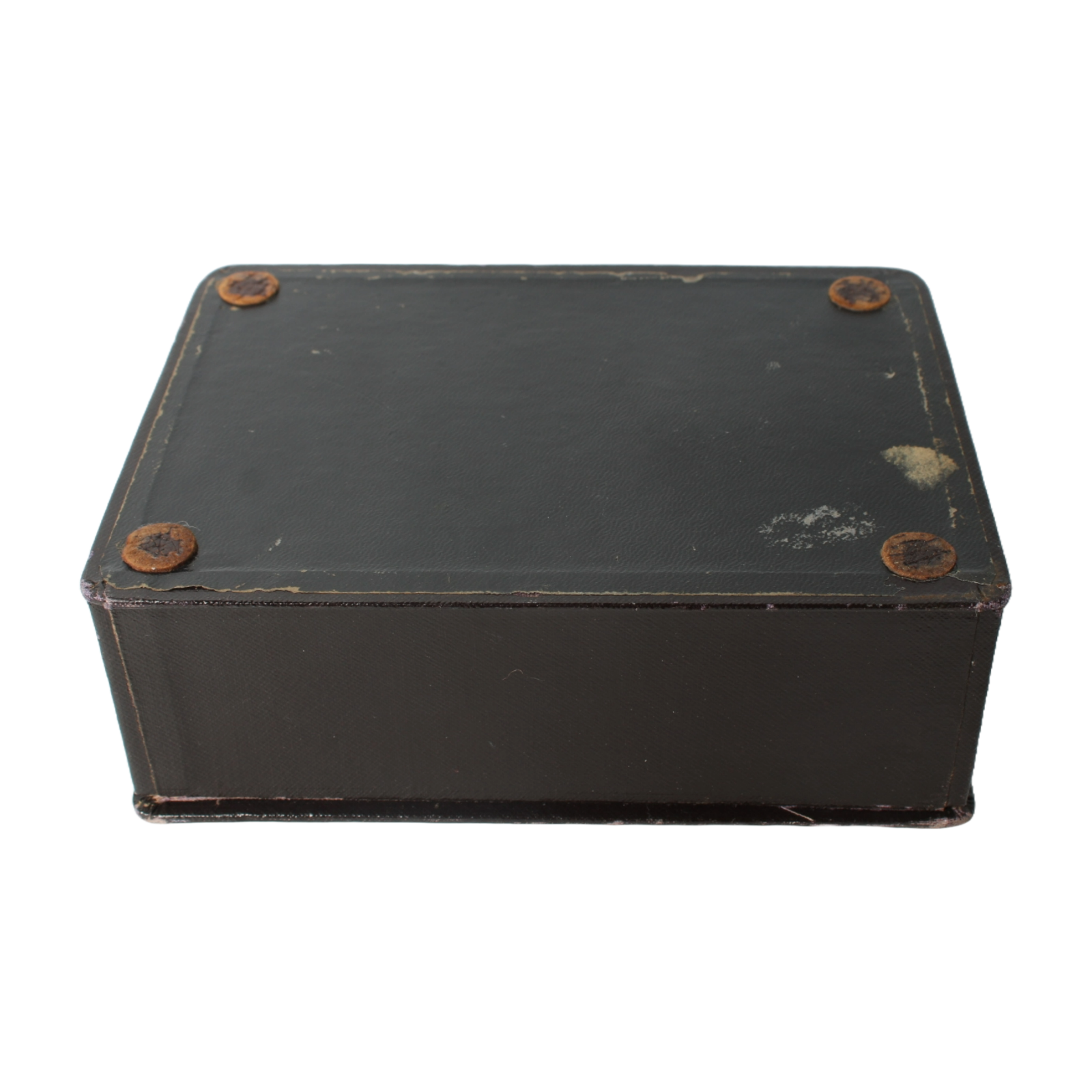 Antique Leather Storage Box – Velvet Interior – Jewelry or Document Box