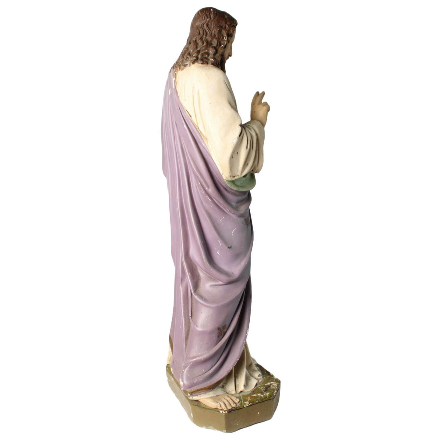 Antique Sacred Heart of Jesus Statue | Plaster | Hand-Painted | 1900-1925 | 65cm