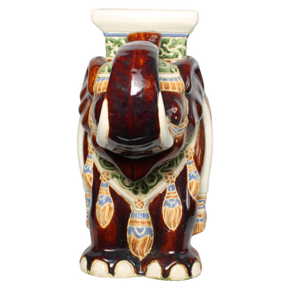 Unique Hand-Painted Ceramic XXL Elephant Plant Stand + Vase