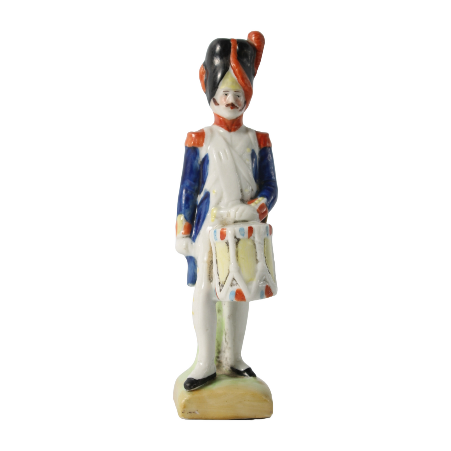Vintage Porcelain Drummer Figurine in Napoleonic Uniform, Hand-Painted, 1900-193