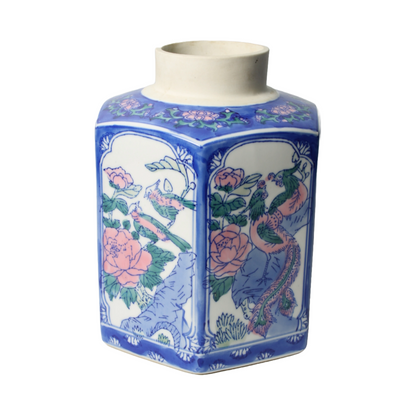 Beautiful Hand-Painted Vase in Chinese Style - Colorful Birds and Floral Motif -